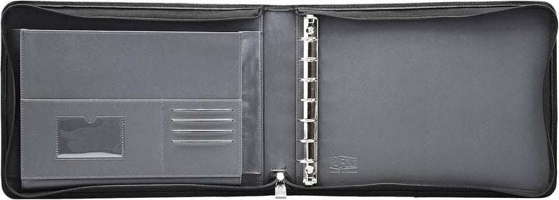 2Fold Zippered Business Checkbook Binder - 7 Ring Binder for Business Checks with Built-in Organizer and Card Case - PU Leather Portfolio for up to 600 3-Up Checks (Gray) - Image 5